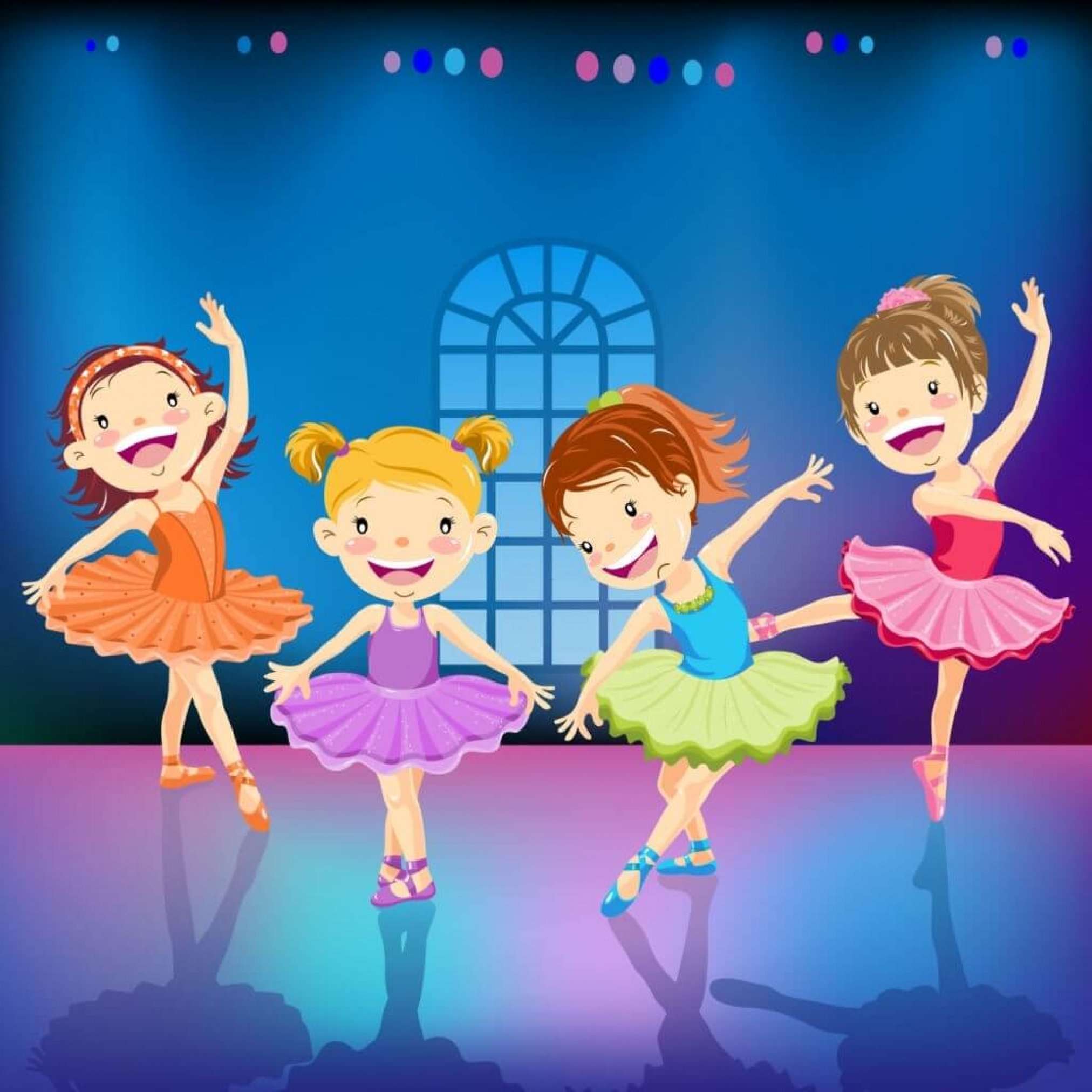 Four girls performing their ballet dance.
